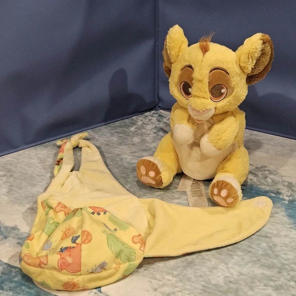 Disney Baby Lion King Simba Swaddle Plush + Baby Nala Crinkle Toy Bundle
